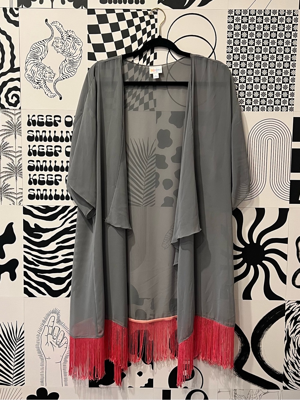 Sheer Fringe Kimono Cover-Up